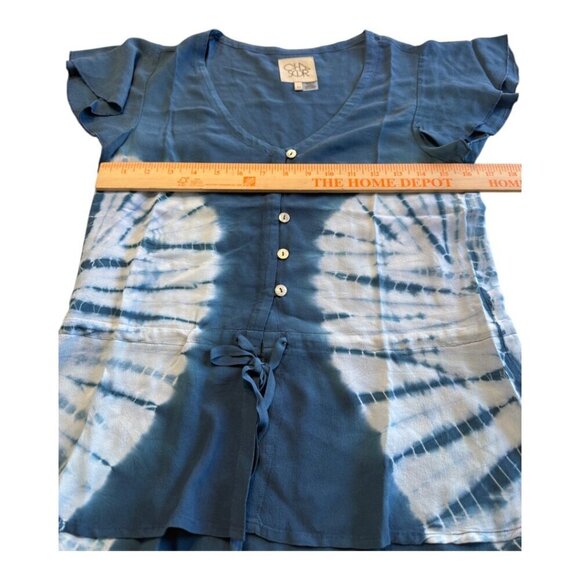 Chaser Blue Tie Dye Blouse Top Tie Waist XS - Picture 4 of 10